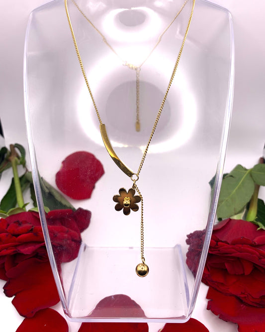 Collier sautoir doré collana di margherite